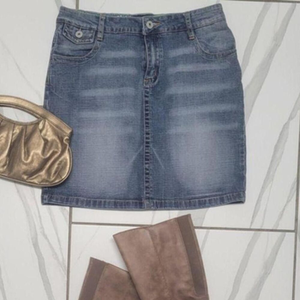 Vintage Y2K L.A. Blues Denim Mini Skirt Size 6 90s Jean Skirt